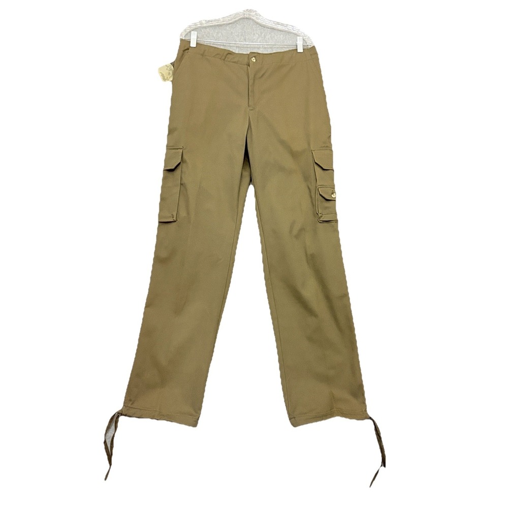 SHE SAFARI Womens Large Hiking Hunting Cargo Khaki Pants Green Ankle Tie Outdoor